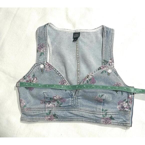 Wild Fable Printed Floral Denim Sleeveless Crop Top Size XS - Picture 7 of 7